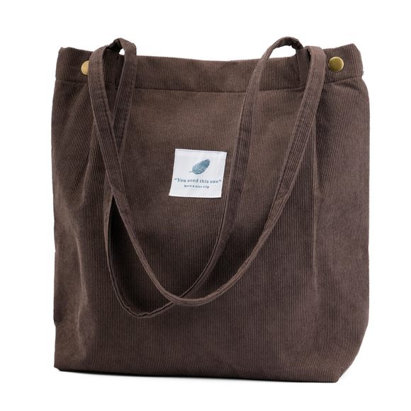Corduroy Tote Bag Cute Tote Bags Shoulder Bag With Inner Pocket :v - Picture 1 of 6